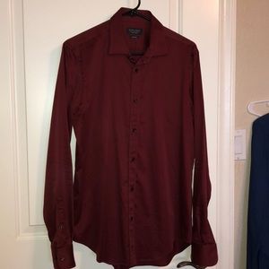 Zara Man Slim Fit Maroon Dress Shirt - Medium